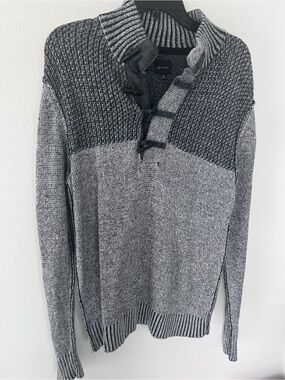 JB Holt Men's Two-Tone Gray Ribbed Toggle Sweater Size M